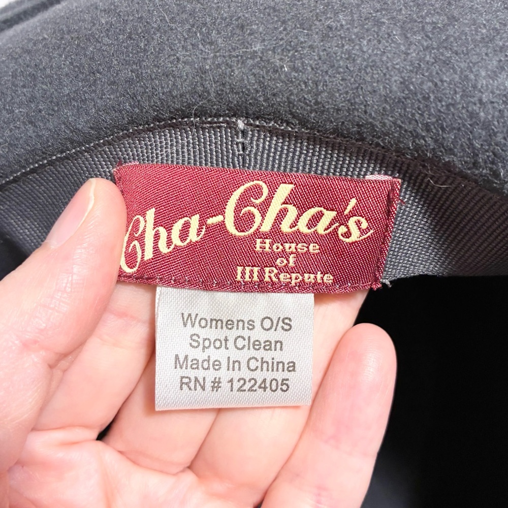 Cha Cha’s House Of Ill Repute Diamond Stitched Studded Wool Fedora Gray OS - Picture 7 of 10